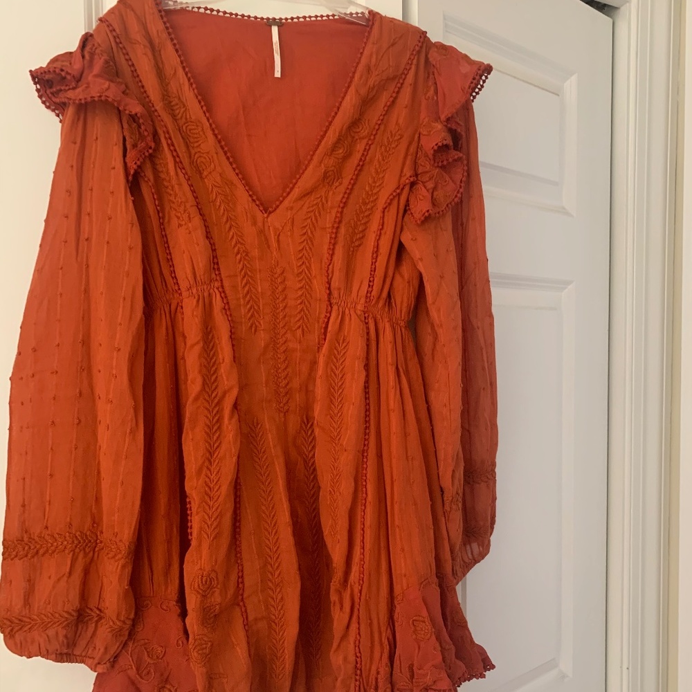 Orange Long Sleeve Free People Dress